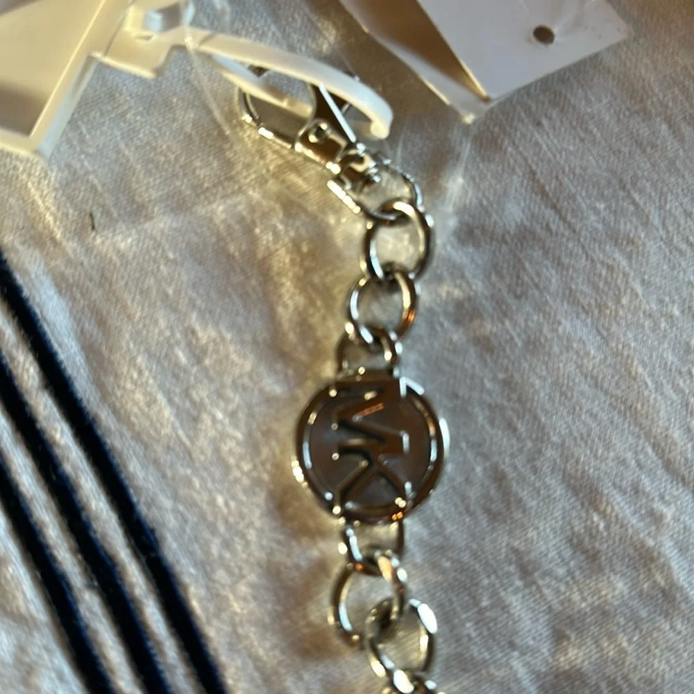 NWT Michael Kors Women's silver color Metal Logo Chain Belt S/M